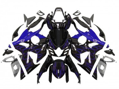 2009-2016 Suzuki GSXR 1000 Motorcycle Fairings - Glossy Black Blue Flame UK