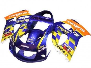 1996-2000 Suzuki GSXR 600 / GSXR 750 Motorcycle Fairings - Blue Orange Yellow Telefumica MoviStar UK