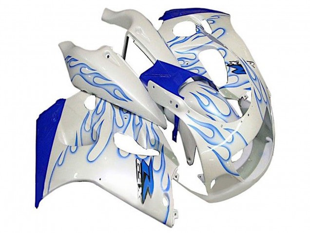 1996-2000 Suzuki GSXR 600 / GSXR 750 Motorcycle Fairings - White Blue Flame UK