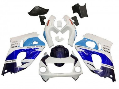 1996-2000 Suzuki GSXR 600 / GSXR 750 Motorcycle Fairings - White Triple Blue UK