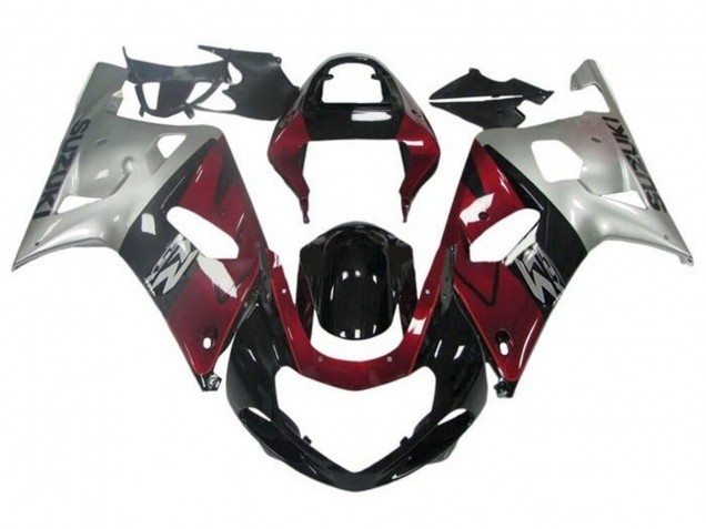 2001-2003 Suzuki GSXR 600 / GSXR 750 Motorcycle Fairing - Silver Red Glossy Black UK