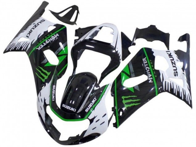 2001-2003 Suzuki GSXR 600 / GSXR 750 Motorcycle Fairings - White Black Green Monster UK