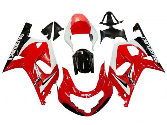 2001-2003 Suzuki GSXR 600 / GSXR 750 Motorcycle Fairings - Red White Glossy Black UK