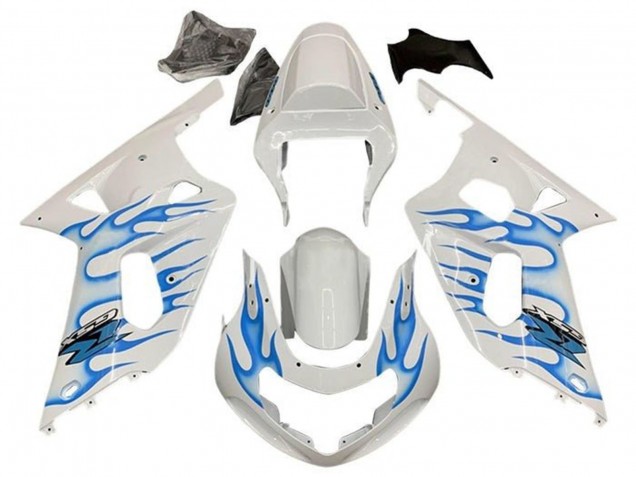 2001-2003 Suzuki GSXR 600 / GSXR 750 Motorcycle Fairings - White Blue Flame UK