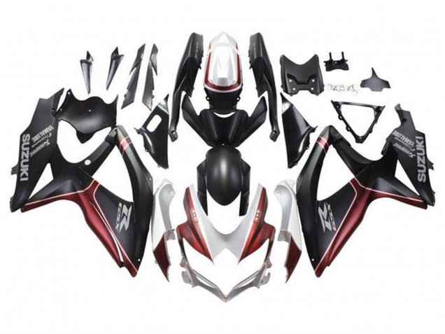 2008-2010 Suzuki GSXR 600 / GSXR 750 Motorcycle Fairings - White Red Matte Black UK