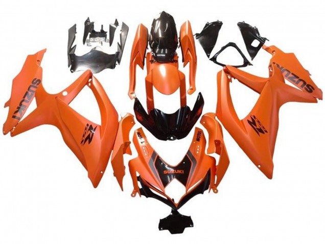 2008-2010 Suzuki GSXR 600 / GSXR 750 Motorcycle Fairings - Orange Glossy Black with Decal UK