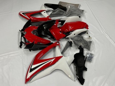 2008-2010 Suzuki GSXR 600 / GSXR 750 Motorcycle Fairing - White Red Glossy Black UK