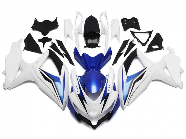 2008-2010 Suzuki GSXR 600 / GSXR 750 Motorcycle Fairing - White Blue Black UK