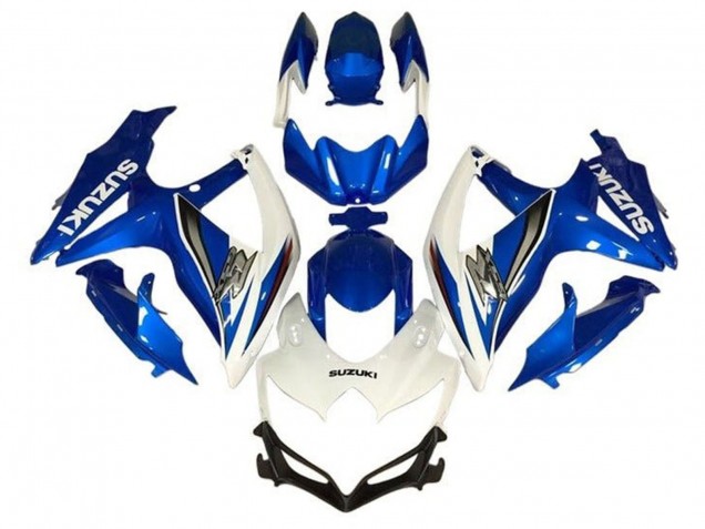 2008-2010 Suzuki GSXR 600 / GSXR 750 Motorcycle Fairings - White Blue Silver UK