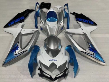 2008-2010 Suzuki GSXR 600 / GSXR 750 Motorcycle Fairings - White Silver Light Blue Black UK