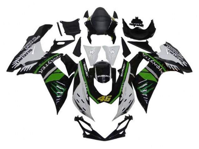 2011-2024 Suzuki GSXR 600 / GSXR 750 Motorcycle Fairings - White Green Black Monster 46 UK