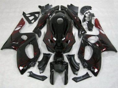 1996-2007 Yamaha YZF600R Thundercat Motorcycle Fairings - Glossy Black Red Flame UK