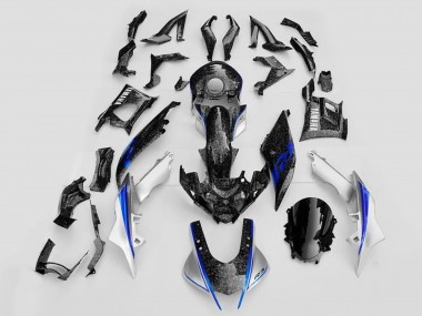 2019-2021 Yamaha YZF R3/R25 Motorcycle Fairings - White Blue Black Forged Carbon Fiber Style UK