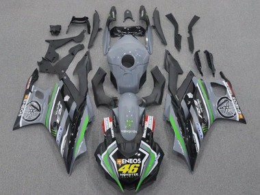2019-2021 Yamaha YZF R3/R25 Motorcycle Fairings - Grey Black Green Black ENEOS Monster 46 UK