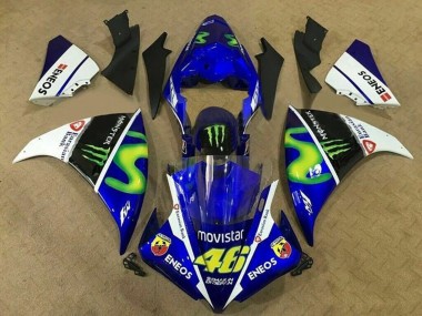 2009-2011 Yamaha YZF 1000 R1 Motorcycle Fairings - Blue White Black Green MoviStar Monster UK