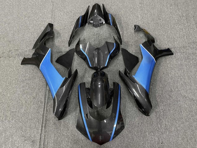 2015-2019 Yamaha YZF 1000 R1 Motorcycle Fairings - Faux Carbon Fiber Light Blue UK