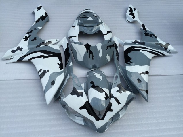 2007-2008 Yamaha YZF 1000 R1 Motorcycle Fairings - White Grey Black Camouflage UK