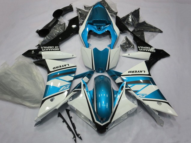 2007-2008 Yamaha YZF 1000 R1 Motorcycle Fairings - White Light Blue Black Layerd UK