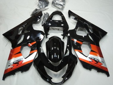 2004-2005 Suzuki GSXR 600 / GSXR 750 Motorcycle Fairings - Glossy Black Orange White with Decal UK
