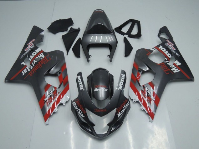 2004-2005 Suzuki GSXR 600 / GSXR 750 Motorcycle Fairings - Dark Grey Red UK