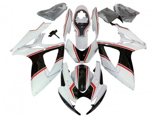 2006-2007 Suzuki GSXR 600 / GSXR 750 Motorcycle Fairings - White Orange Black Pinstripe UK