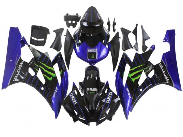 2006-2007 Yamaha YZF R6 Motorcycle Fairings - Blue Black Green Monster UK