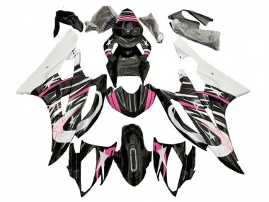 2006-2007 Yamaha YZF R6 Motorcycle Fairings - White Pink Black Star Flame UK