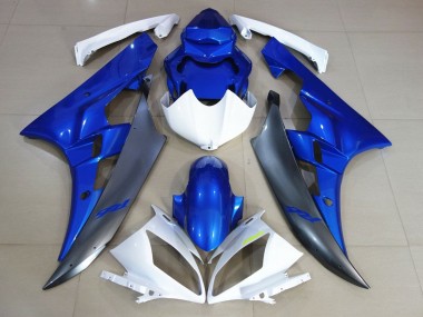 2006-2007 Yamaha YZF R6 Motorcycle Fairings - White Blue Matte Black UK