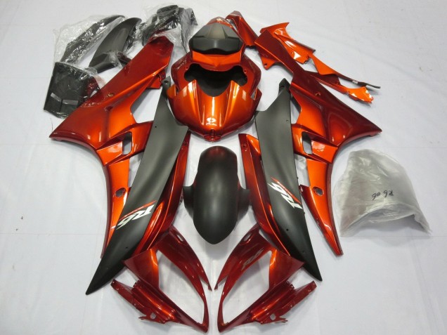 2006-2007 Yamaha YZF R6 Motorcycle Fairings - Orange Matte Black UK