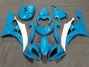 2006-2007 Yamaha YZF R6 Motorcycle Fairings - Light Blue White UK