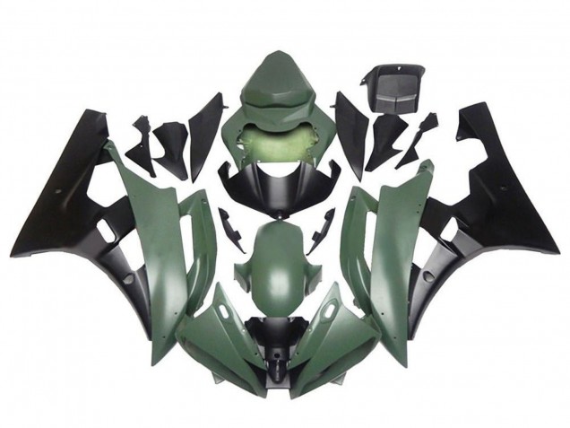 2006-2007 Yamaha YZF R6 Motorcycle Fairings - Army Green Matte Black UK