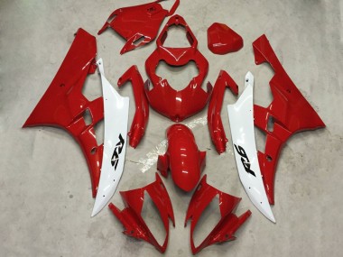 2006-2007 Yamaha YZF R6 Motorcycle Fairing Kits - White Red UK