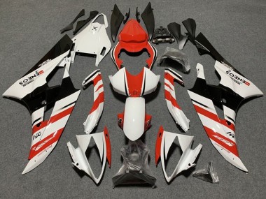 2006-2007 Yamaha YZF R6 Motorcycle Fairings - White Orange Glossy Black Stripe UK