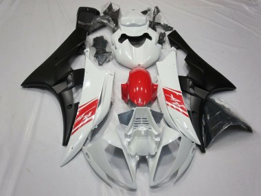 2006-2007 Yamaha YZF R6 Motorcycle Fairings - White Red Matte Black UK