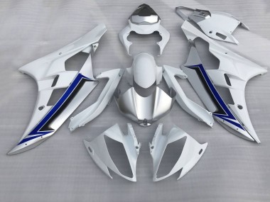 2006-2007 Yamaha YZF R6 Motorcycle Fairings - White Silver Blue Black UK