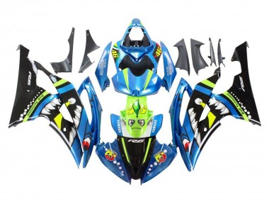 2008-2016 Yamaha YZF R6 Motorcycle Fairings - Blue Green Glossy Black Shark UK