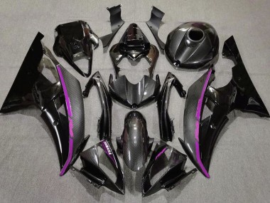 2008-2016 Yamaha YZF R6 Motorcycle Fairings - Black Carbon Fiber Style Purple UK