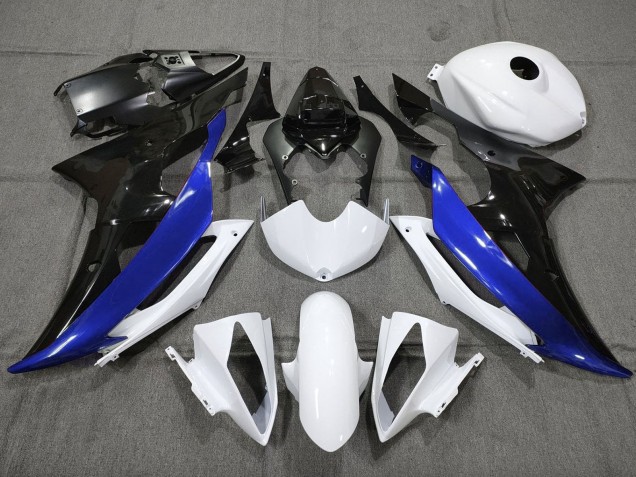 2008-2016 Yamaha YZF R6 Motorcycle Fairing - White Blue Glossy Black UK