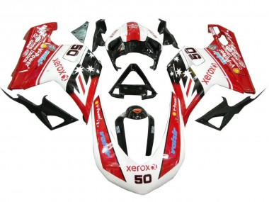 2007-2014 Ducati 848 1098 1198 Motorcycle Fairings - White Red Glossy Black Valsir Xerox 50 UK