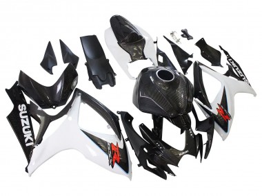 2006-2007 Suzuki GSXR 600/750 Motorcycle Fairings - Black White Carbon Fiber Style UK