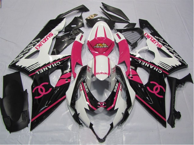 2005-2006 Suzuki GSXR 1000 Motorcycle Fairings - White Pink Black Chanel UK