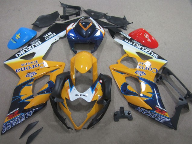 2005-2006 Suzuki GSXR 1000 Motorcycle Fairings - White Yellow Blue Black Corona Extra Alstare UK