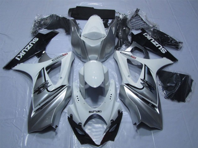 2007-2008 Suzuki GSXR 1000 Motorcycle Fairing - White Silver Black UK