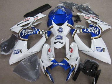 2006-2007 Suzuki GSXR 600 Motorcycle Fairings - White Blue Lucky Strike Motul UK