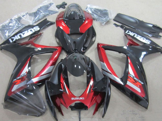 2006-2007 Suzuki GSXR 600 Motorcycle Fairings - Glossy Black Red Silver UK