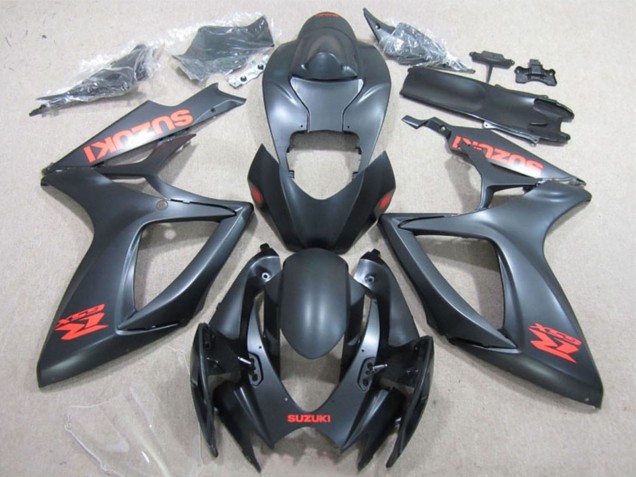2006-2007 Suzuki GSXR 600 Motorcycle Fairings - Matte Black Red Decal UK