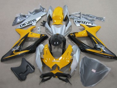 2008-2010 Suzuki GSXR 600 Motorcycle Fairings - Yellow Silver Glossy Black UK