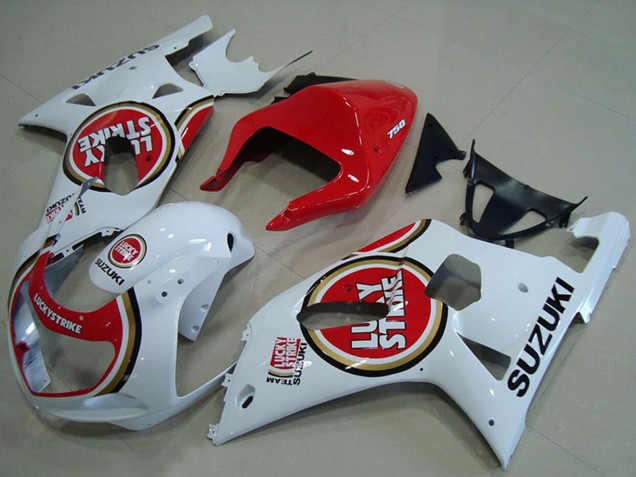 2001-2003 Suzuki GSXR 750 Motorcycle Fairings - White Red Lucky Strike UK
