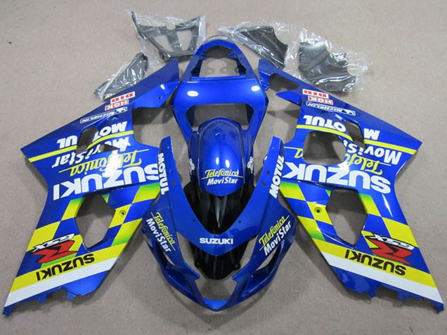 2004-2005 Suzuki GSXR 750 Motorcycle Fairings - Blue Neon Yellow Telefumica MoviStar Motul UK