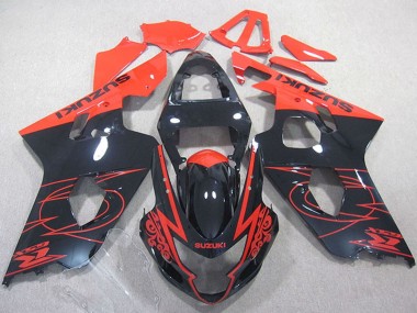 2004-2005 Suzuki GSXR 750 Motorcycle Fairings - Red Glossy Black UK